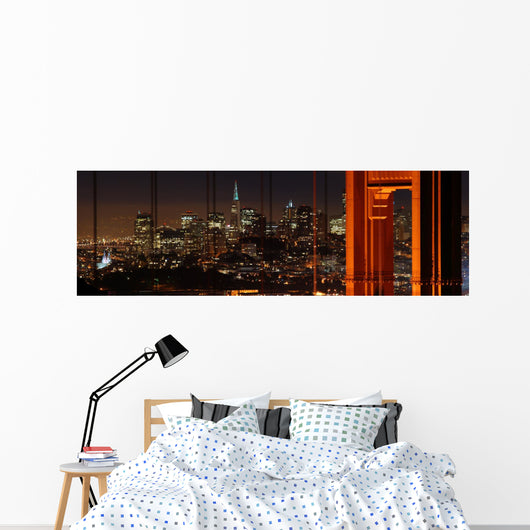 Golden Gate Bridge and San Francisco at night panorama Wall Mural