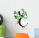 Penguin with Green Hat Ice Skating Illustration Wall Decal