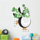 Penguin with Green Hat Ice Skating Illustration Wall Decal
