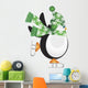 Penguin with Green Hat Ice Skating Illustration Wall Decal