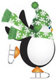 Penguin with Green Hat Ice Skating Illustration Wall Decal