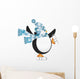 Penguin with Blue Hat Ice Skating Illustration Wall Decal