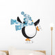 Penguin with Blue Hat Ice Skating Illustration Wall Decal