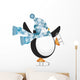Penguin with Blue Hat Ice Skating Illustration Wall Decal