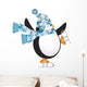 Penguin with Blue Hat Ice Skating Illustration Wall Decal