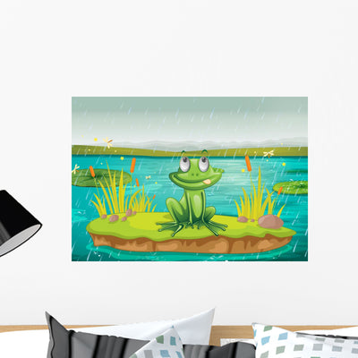 Frog and Water shown on a wall
