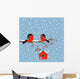 Couple of bullfinches on branch rowan with birdhouse Wall Mural
