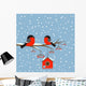Couple of bullfinches on branch rowan with birdhouse Wall Mural