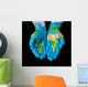 Map Painted Hands Showing