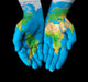 Map Painted Hands Showing