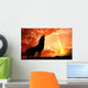 Lone Wolf Howling Sunset Wall Mural