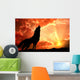 Lone Wolf Howling Sunset Wall Mural