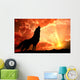Lone Wolf Howling Sunset Wall Mural