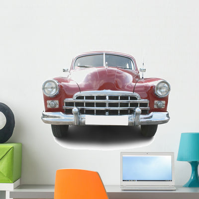 Red Retro Automobile Wall Decal shown on a wall