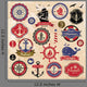 Collection of vintage retro nautical labels, badges and icons Wall Decal