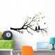 Cats in Love on Tree Branch Vector Wall Decal