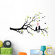 Cats in Love on Tree Branch Vector Wall Decal