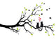Cats in Love on Tree Branch Vector Wall Decal