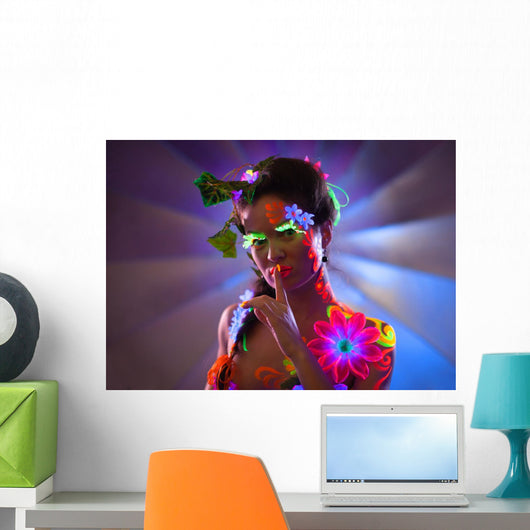 Portrait Glowing Woman with Wall Mural