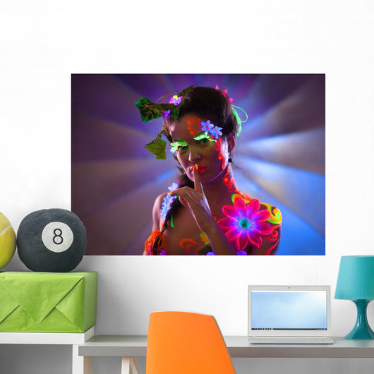 Portrait Glowing Woman with Wall Mural