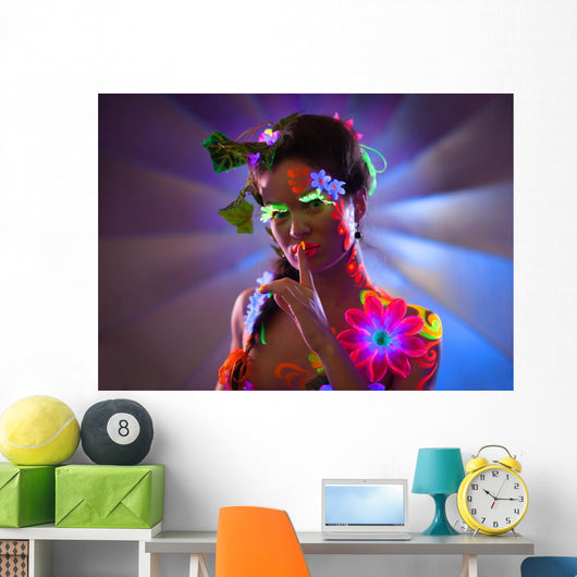 Portrait Glowing Woman with Wall Mural