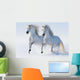 Two galloping snow-white horses 