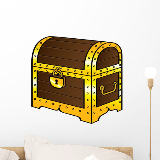 Trunk Chest Gold Treasure Wood Old Vintage Pirate Lock Wall Decal