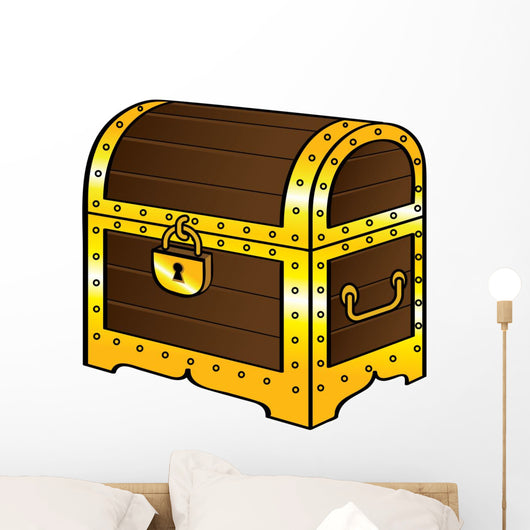 Trunk Chest Gold Treasure Wood Old Vintage Pirate Lock Wall Decal
