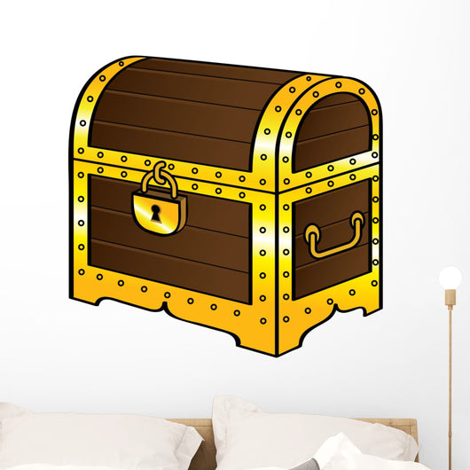 Trunk Chest Gold Treasure Wood Old Vintage Pirate Lock Wall Decal