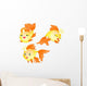 A Set of Different Golden Fish Wall Decal