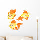 A Set of Different Golden Fish Wall Decal