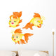 A Set of Different Golden Fish Wall Decal
