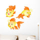 A Set of Different Golden Fish Wall Decal