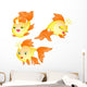 A Set of Different Golden Fish Wall Decal