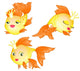 A Set of Different Golden Fish Wall Decal