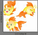 A Set of Different Golden Fish Wall Decal