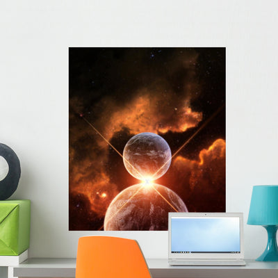 Planet Alignment with Rising shown on a wall