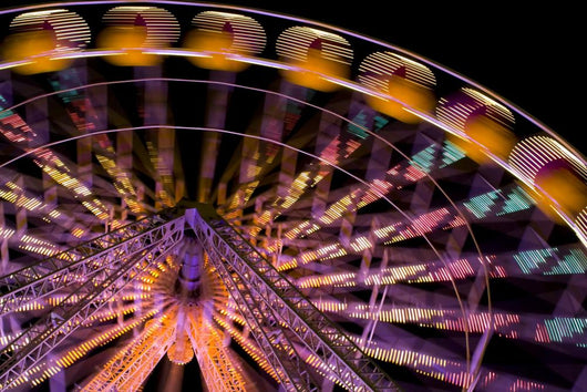 Illuminated Ferris Wheel at Night Wall Mural