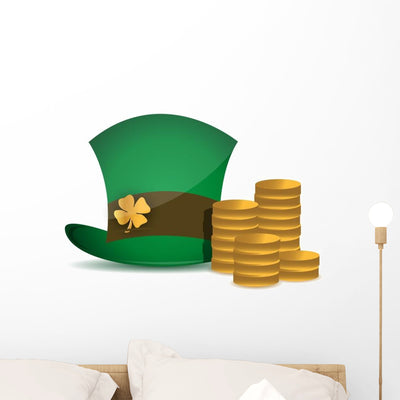 Coins and Saint Patricks Wall Decal shown on a wall