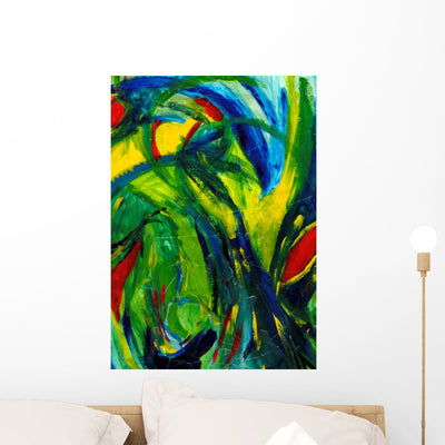 Abstract Art Hand Painted Wall Mural shown on a wall