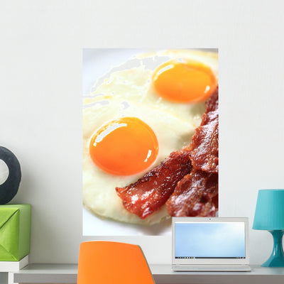 Fried Eggs with Bacon shown on a wall