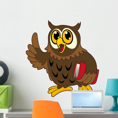 Cartoon Owl Bird with Wall Decal shown on a wall