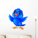 Funny blue bird cartoon Wall Decal