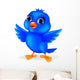 Funny blue bird cartoon Wall Decal