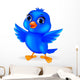 Funny blue bird cartoon Wall Decal