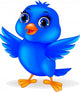 Funny blue bird cartoon Wall Decal