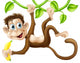 Monkey swinging with banana Wall Decal