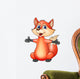 Funny fox cartoon waving Wall Decal