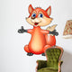 Funny fox cartoon waving Wall Decal