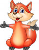 Funny fox cartoon waving Wall Decal